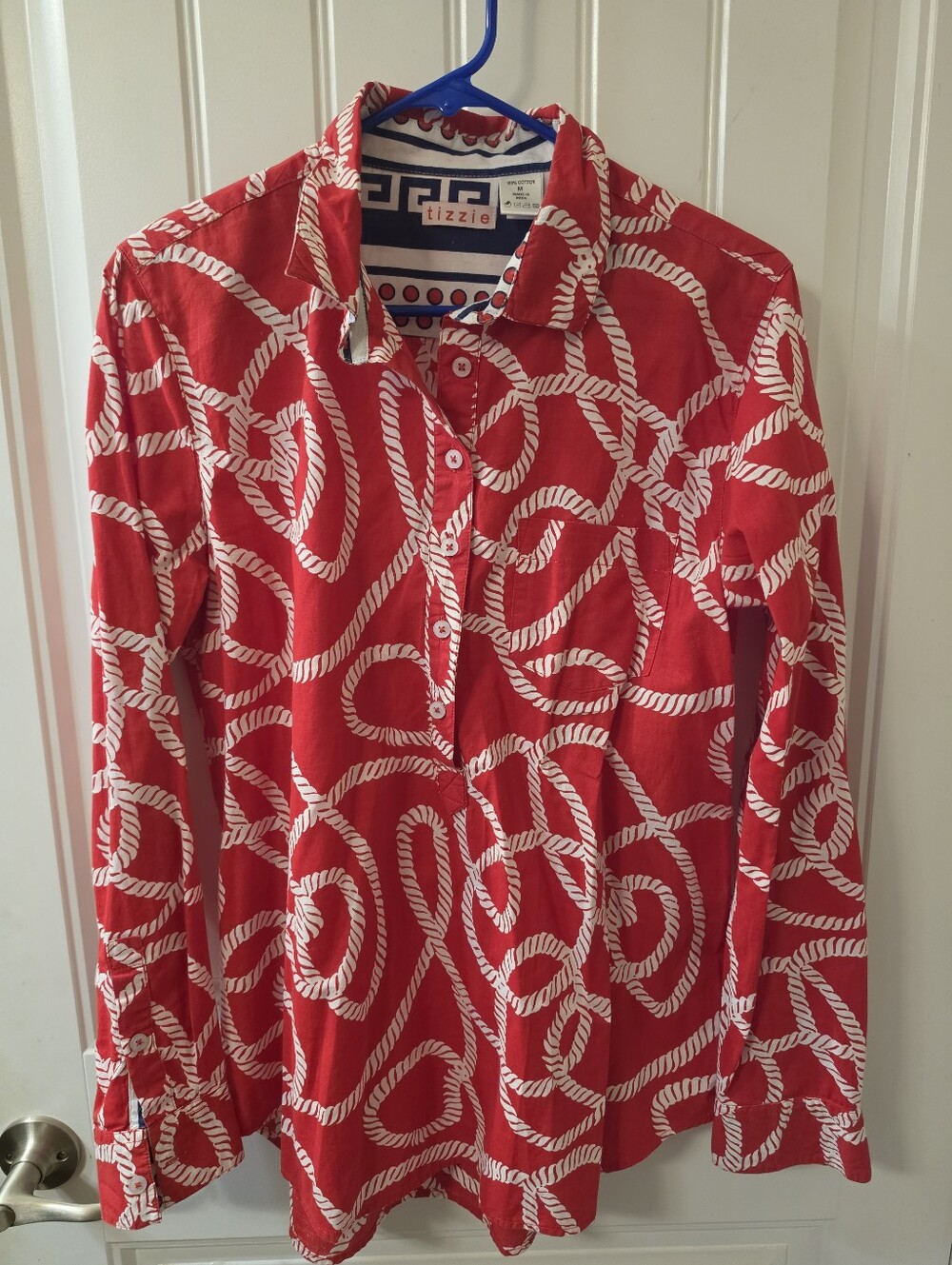 Tizzie Red Rope-Print Button-Up Women's